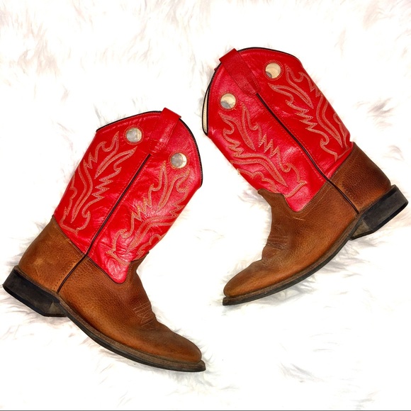 Old West Shoes - Old West Cowboy Boots Red Size 9